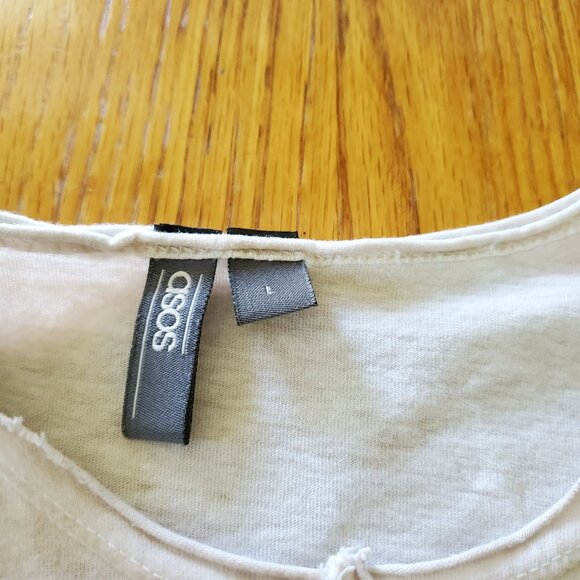 asos Distressed Look Short Sleeve Tee Large Oatmeal Color - Picture 12 of 16